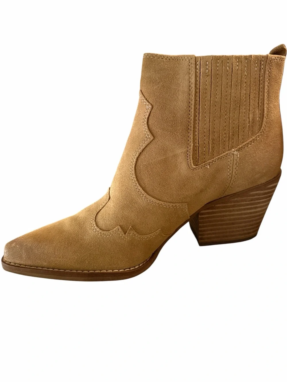 NEW 8.5 Sam Edelman Winona Camel Suede Ankle Boots Tan Leather Booties City Chic